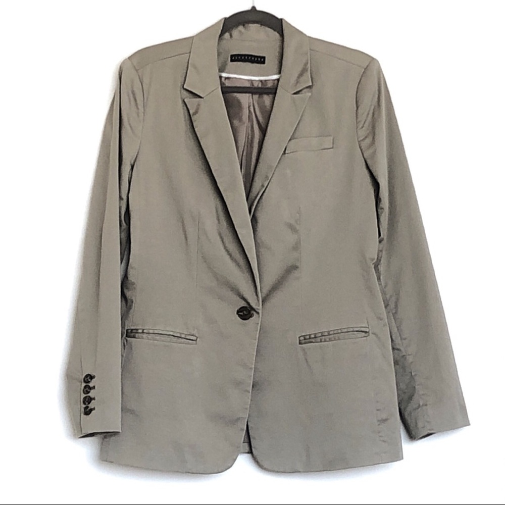 Apostrophe | Olive Green \ Brown One Button Blazer